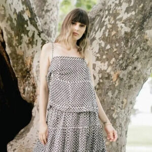 VOLOSHIN Anthropologie Isa Geo Print Twisted Silk Blend Cami Top Size XS